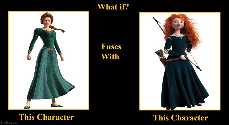 Princess Fiona Fuses With Princess Merida | image tagged in what if fuses,princess fiona,shrek,princess merida,brave,princesses | made w/ Imgflip meme maker