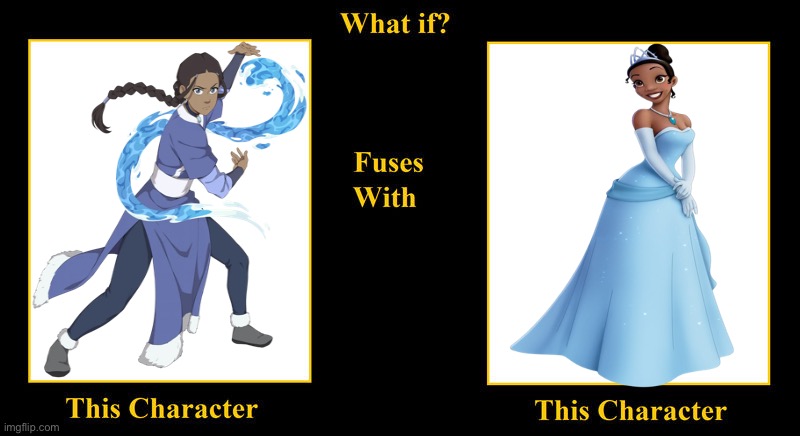 What if Katara Fuses With Princess Tiana | image tagged in what if fuses,princess tiana,tiana,princess and the frog,avatar the last airbender,katara | made w/ Imgflip meme maker