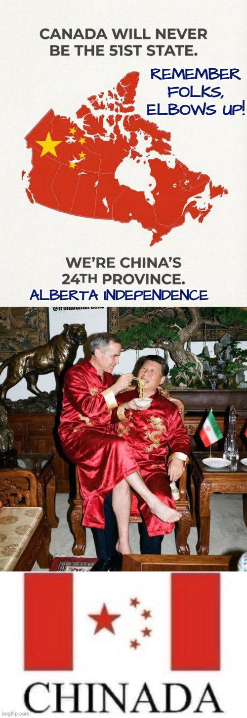 Canada will never be the 51st state | REMEMBER FOLKS, ELBOWS UP! ALBERTA INDEPENDENCE | image tagged in 51 state,canada,china,america,communism | made w/ Imgflip meme maker