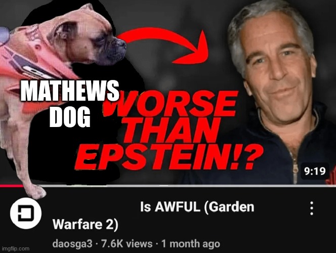 Mathews dog | MATHEWS DOG | image tagged in worse than epstein | made w/ Imgflip meme maker