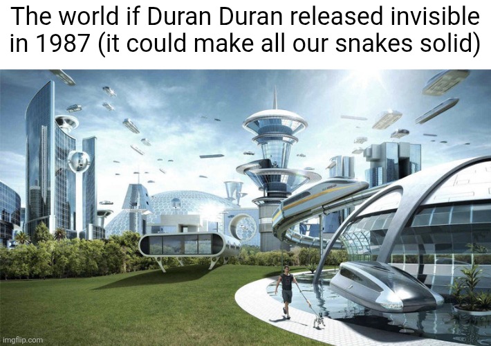 The World If... | The world if Duran Duran released invisible in 1987 (it could make all our snakes solid) | image tagged in the world if | made w/ Imgflip meme maker