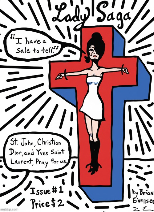 Krossing Over To Ai Art | image tagged in lady saga,fashion kartoon,keith haring,pop art,ai art,brian einersen | made w/ Imgflip meme maker