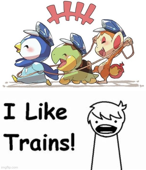 Feeling depressed? The Starter Pokémon from Sinnoh should be enough to heal you. | image tagged in i like trains,pokemon,cute | made w/ Imgflip meme maker