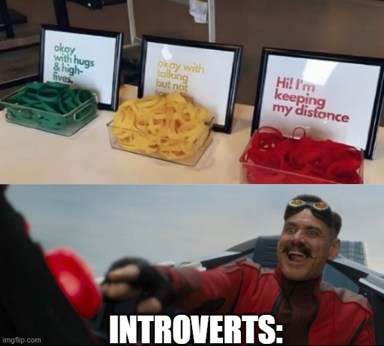 literally half of the guys wearing the red one | INTROVERTS: | image tagged in robotnik button | made w/ Imgflip meme maker