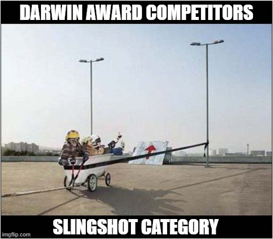 To Infinity And Beyond ! | DARWIN AWARD COMPETITORS; SLINGSHOT CATEGORY | image tagged in darwin awards,slingshot,to infinity and beyond | made w/ Imgflip meme maker