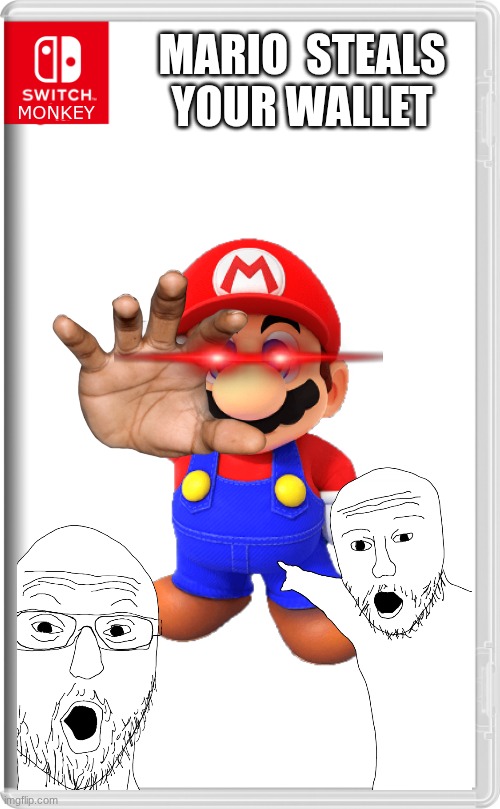 Switch AU template | MARIO  STEALS YOUR WALLET; MONKEY | image tagged in switch au template | made w/ Imgflip meme maker