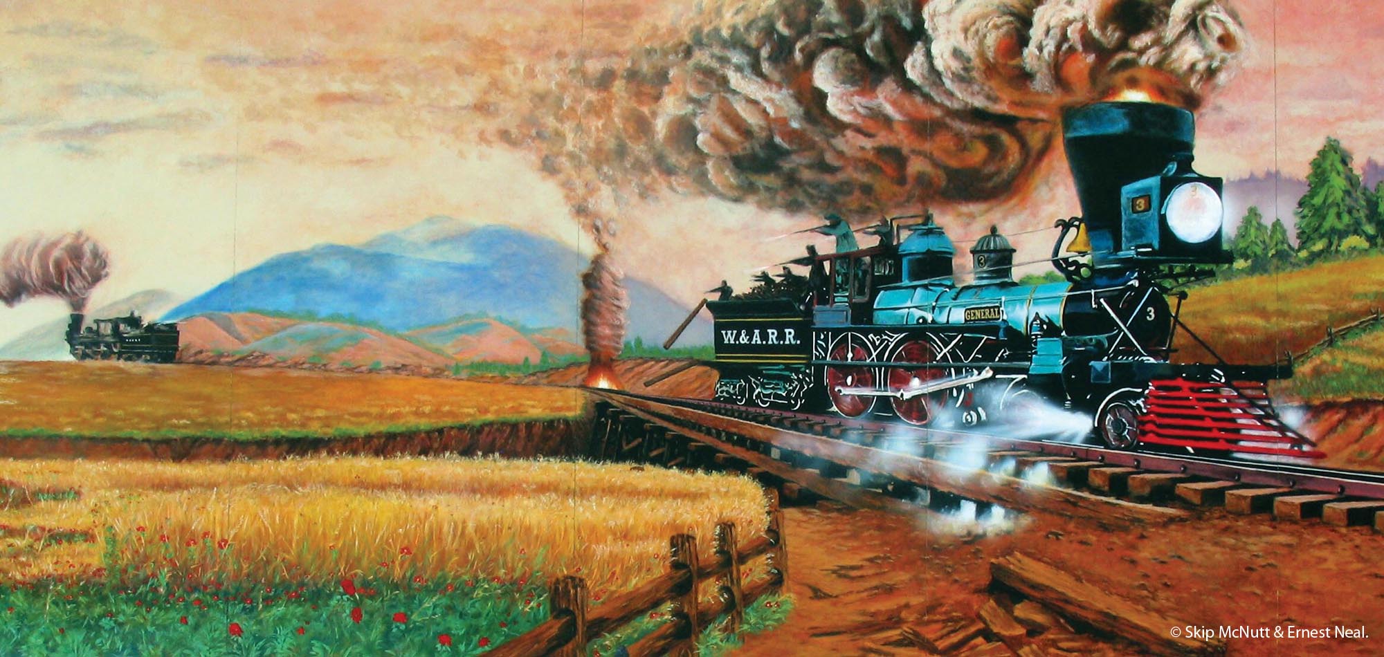 Backwards train locomotive chase Blank Meme Template