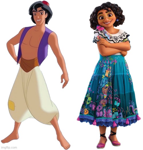 Aladdin and Mirabel (Main Disney Friends) | image tagged in mirabel madrigal,aladdin,disney,disney friends,friends,encanto | made w/ Imgflip meme maker