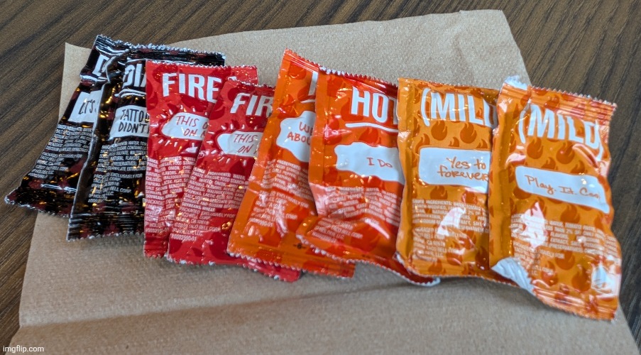 hot sauce rainbow | image tagged in rainbow,hot sauce,taco bell | made w/ Imgflip meme maker