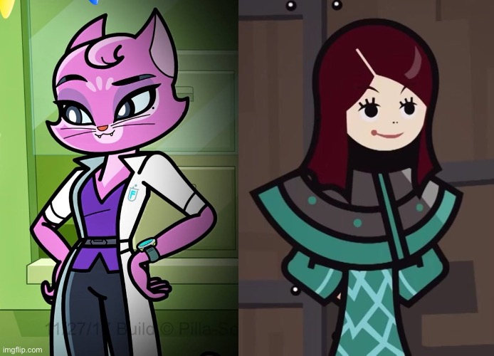 Purrfessor Purrnelope and Lady Green | image tagged in purrfessor purrnelope,lady green,the nine lives of claw,hero 108,women,adults | made w/ Imgflip meme maker