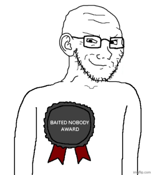 Baited Nobody Award | image tagged in baited nobody award | made w/ Imgflip meme maker