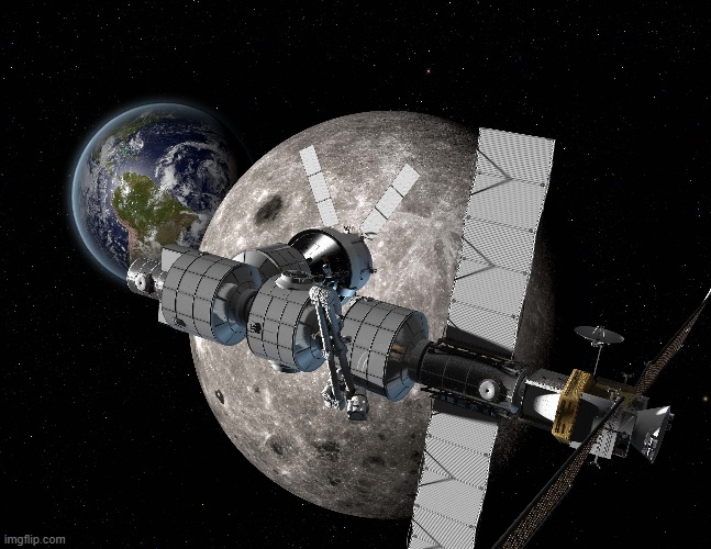 Space station elements in lunar orbit