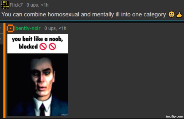 why did flick7 say this? is he homer phobic? | made w/ Imgflip meme maker