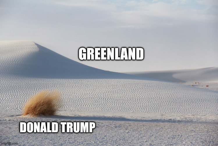 Greenland, where kings go to die | GREENLAND; DONALD TRUMP | image tagged in tumbleweed snow,no kings,greenland,donald trump,memes,annexation | made w/ Imgflip meme maker