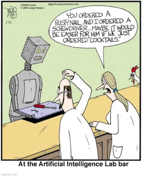 Rubes | image tagged in comics,rubes,ai,bar,server,lab | made w/ Imgflip meme maker