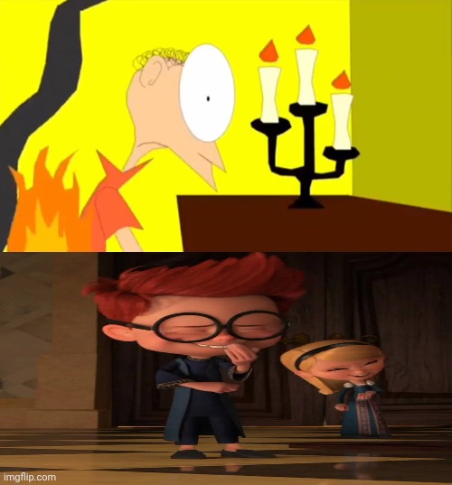 Sherman and Penny Laughs at Matthew's clothes on fire?!?! | image tagged in who laughs at matthew's clothes on fire,universal studios,crossover,deviantart,meme | made w/ Imgflip meme maker