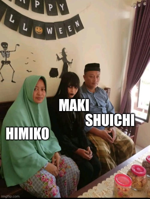 Danganronpa V3 | HIMIKO; SHUICHI; MAKI | image tagged in rabu addams | made w/ Imgflip meme maker