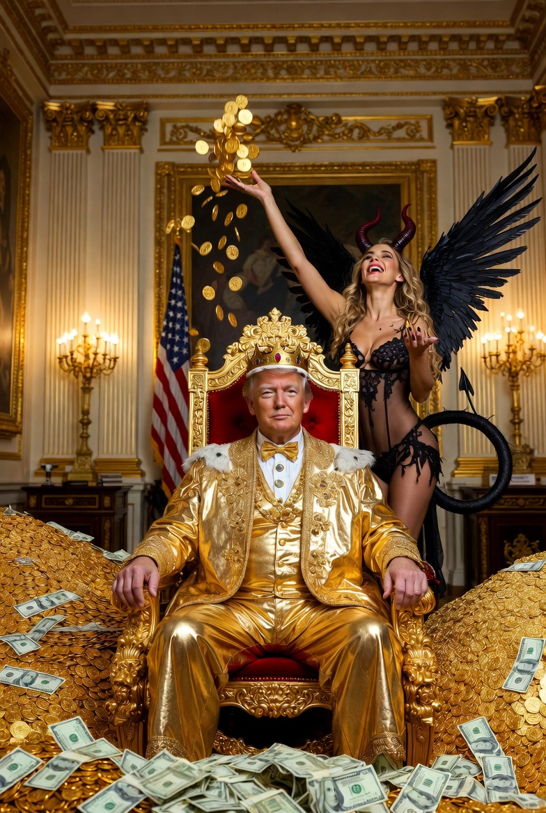 King Donald Trump Satan Mammon worship Blank Meme Template