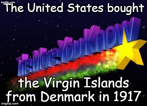 We're just satisfied customers coming back to Denmark for repeat business in Greenland... | The United States bought; the Virgin Islands from Denmark in 1917 | image tagged in the more you know | made w/ Imgflip meme maker