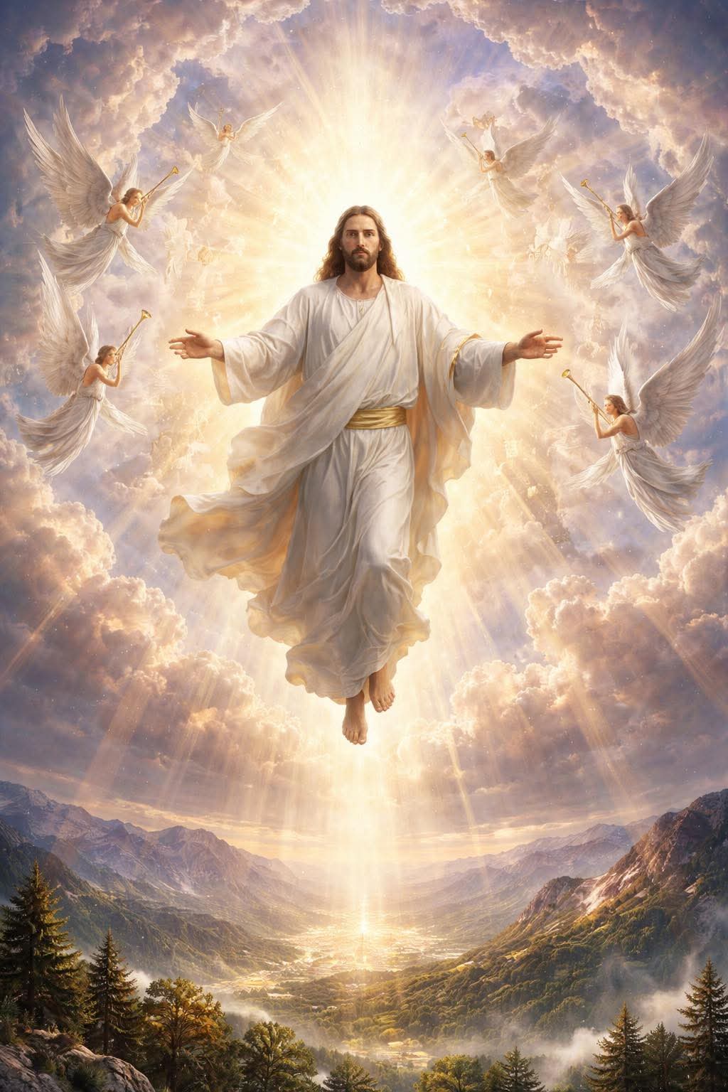 Jesus in the sky Blank Meme Template