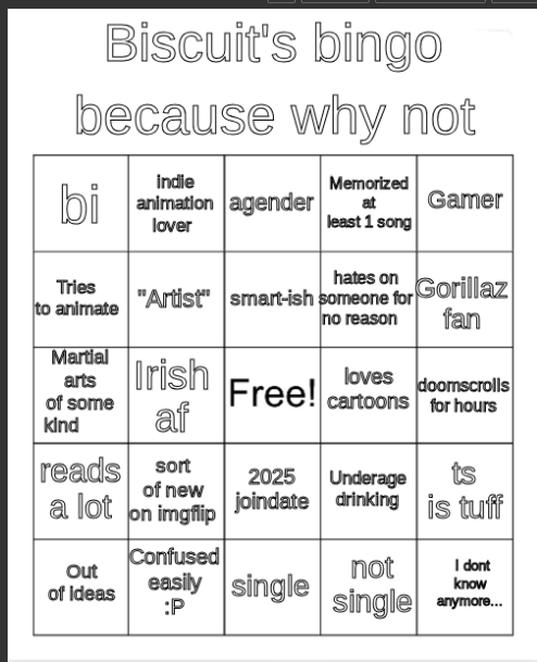 High Quality Biscuit's Bingo Blank Meme Template