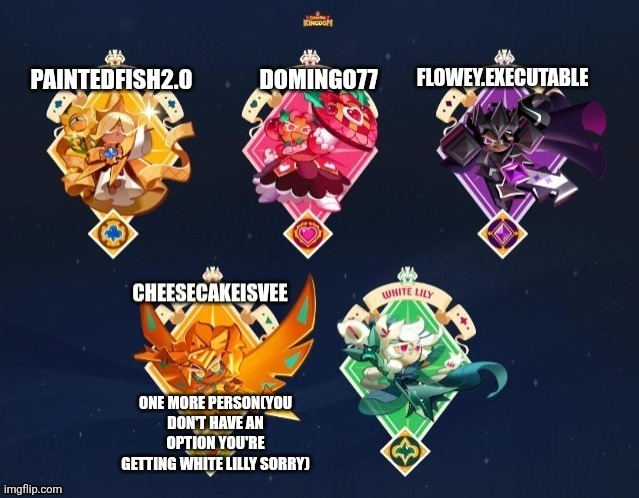 O N E L E F T | ONE MORE PERSON(YOU DON'T HAVE AN OPTION YOU'RE GETTING WHITE LILLY SORRY) | made w/ Imgflip meme maker