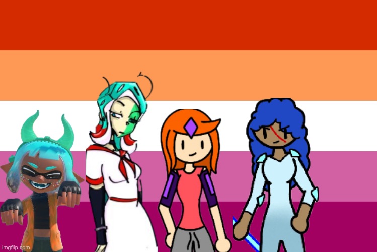 Main Lesbians of Bossfights (to my knowledge) | image tagged in lesbian flag | made w/ Imgflip meme maker