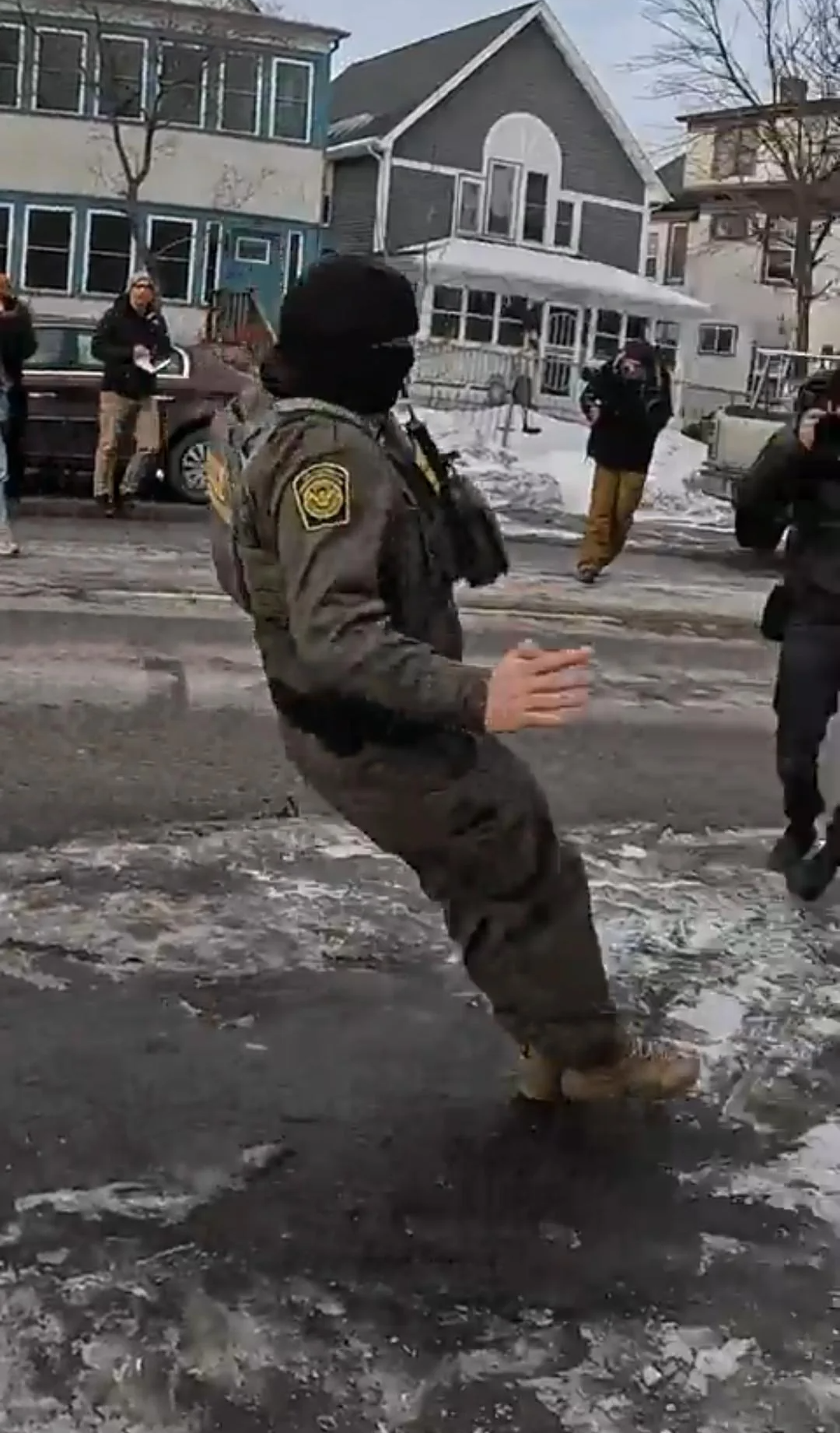 An ICE Agent slipping on an ice Blank Meme Template