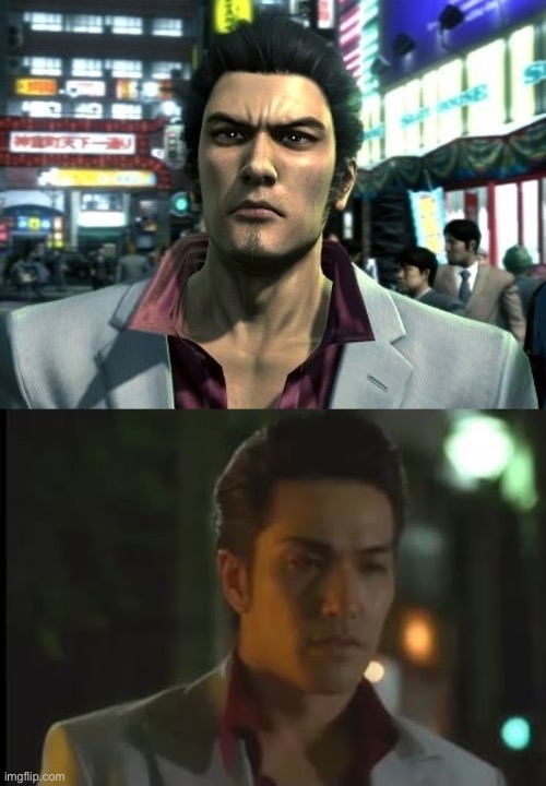 Kiryu in Yakuza 3 vs Kiryu in Yakuza movie | made w/ Imgflip meme maker