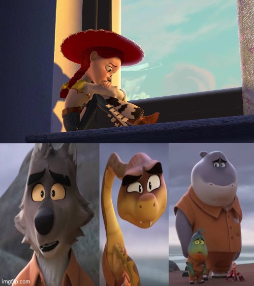 The Bad Guys Feel Bad For Jessie (Toy Story) | image tagged in dreamworks,disney,pixar,toy story,the bad guys,memes | made w/ Imgflip meme maker