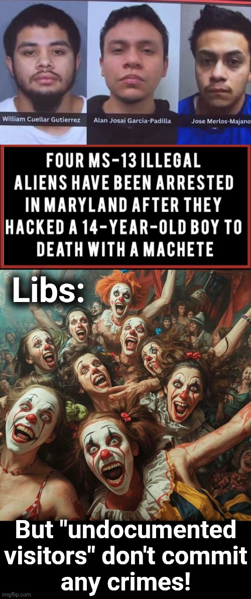 They must be protected from ICE! | Libs:; But "undocumented
visitors" don't commit
any crimes! | image tagged in memes,ice,illegal immigrants,trump derangement syndrome,machete,crime | made w/ Imgflip meme maker