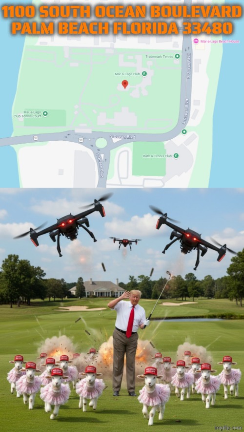 1100 South Ocean Boulevard Palm Beach Florida 33480 | 1100 SOUTH OCEAN BOULEVARD PALM BEACH FLORIDA 33480 | image tagged in trump,maga,mar-a-lago,palm beach,florida,drone | made w/ Imgflip meme maker