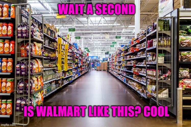 Walmart | WAIT A SECOND; IS WALMART LIKE THIS? COOL | image tagged in walmart | made w/ Imgflip meme maker
