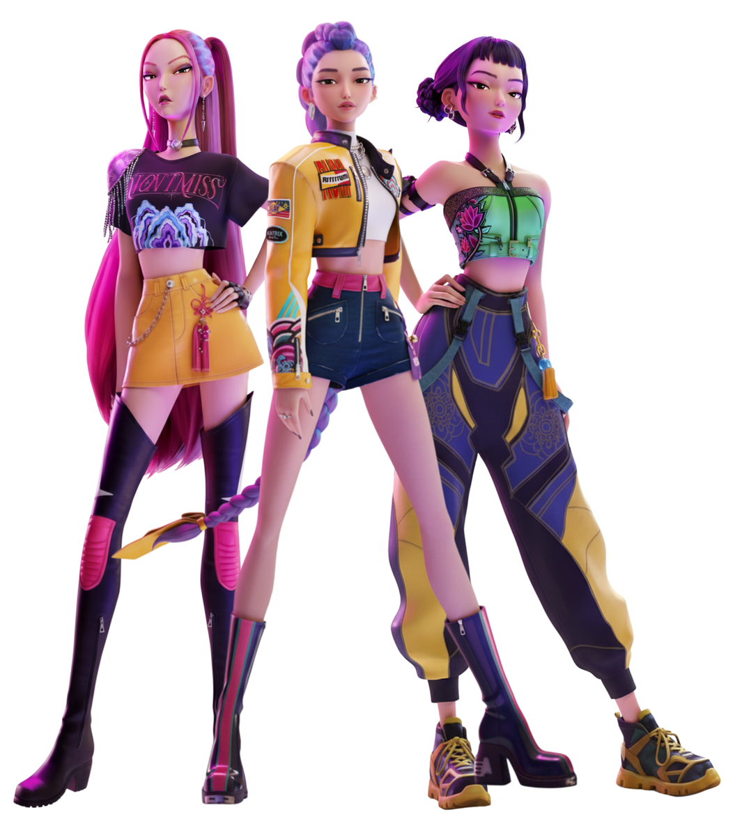 Rumi Mira and Zoey (Huntrix) Blank Meme Template