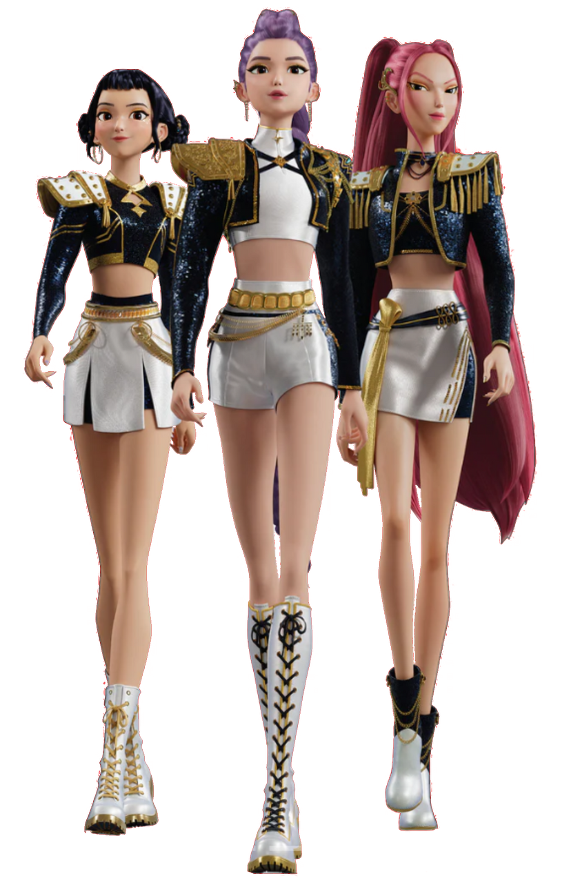 Rumi Zoey and Mira (Huntrix) Golden Blank Meme Template