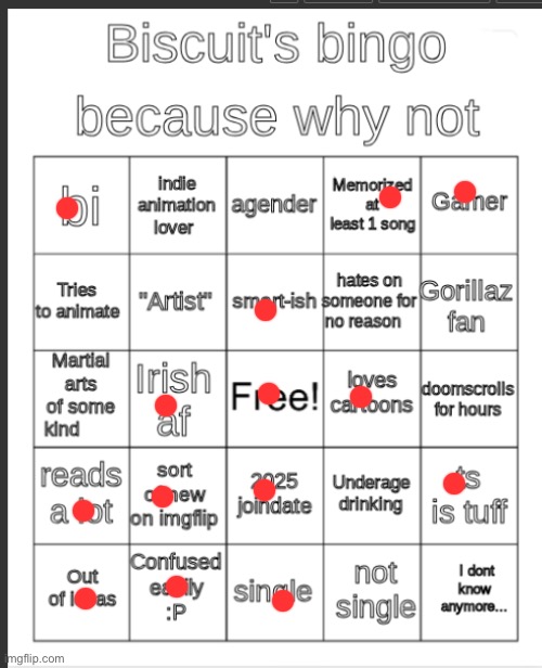 No bingo:( | image tagged in biscuit's bingo | made w/ Imgflip meme maker