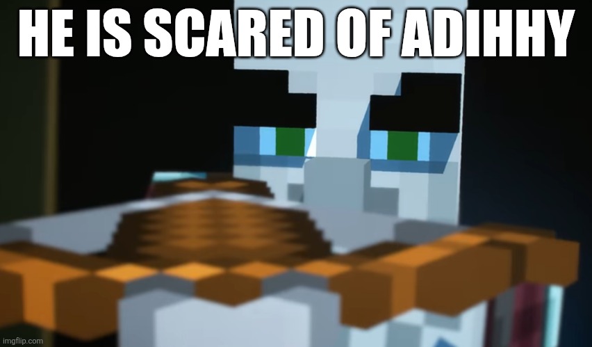 Pillager | HE IS SCARED OF ADIHHY | image tagged in pillager | made w/ Imgflip meme maker