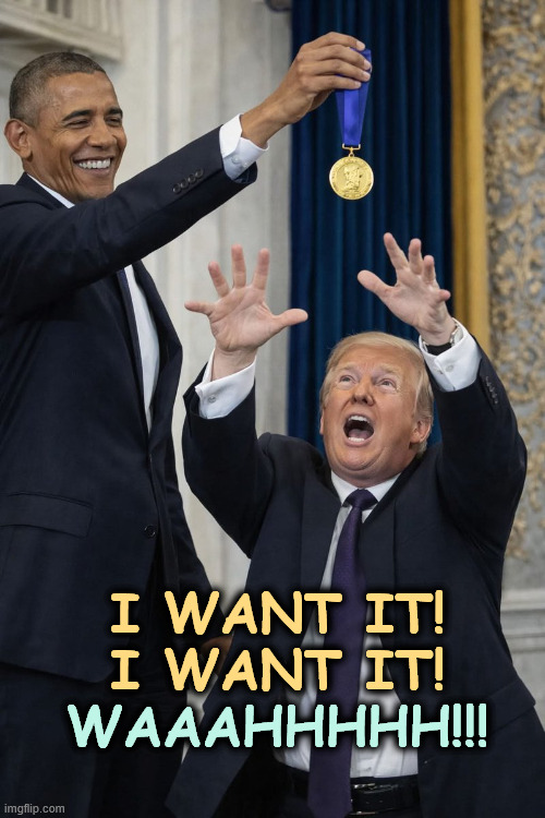 Isn't the Venezuelan one enough? | I WANT IT!
I WANT IT! WAAAHHHHH!!! | image tagged in obama dangles nobel peace prize over baby trump's head,obama,nobel prize,trump,baby,jealousy | made w/ Imgflip meme maker