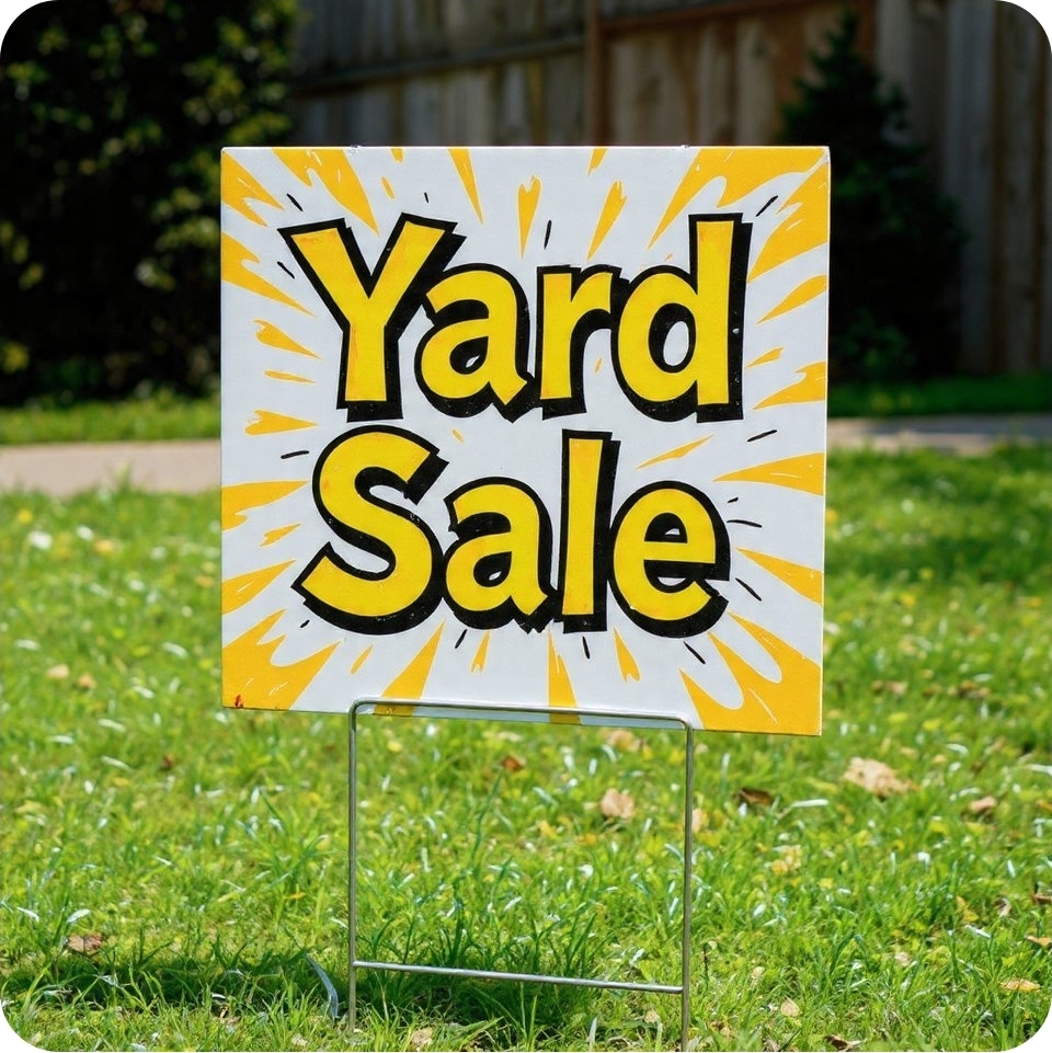 Yard sale sign Blank Meme Template