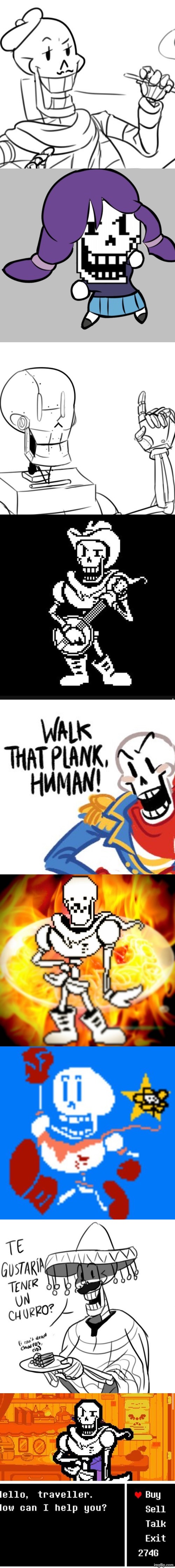 All of the Papyrus I found | image tagged in paristale,chibi papyrus,bolttrousle,barntrousle,boneplunder | made w/ Imgflip meme maker