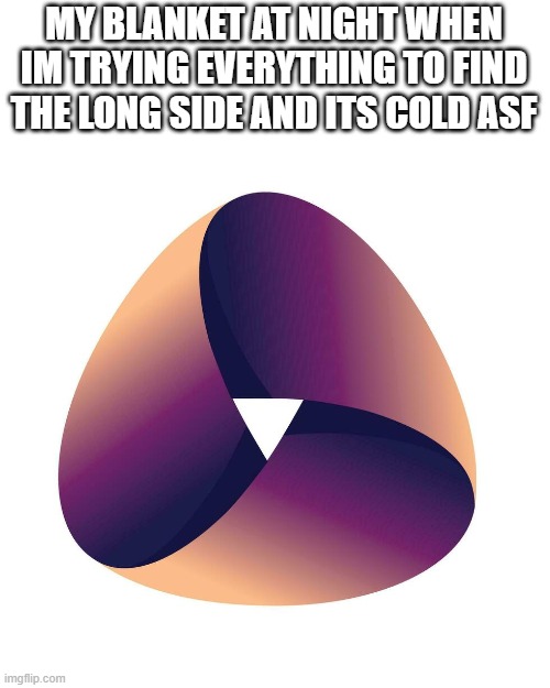 blanket meme | MY BLANKET AT NIGHT WHEN IM TRYING EVERYTHING TO FIND THE LONG SIDE AND ITS COLD ASF | image tagged in blanket,annoying,cold | made w/ Imgflip meme maker