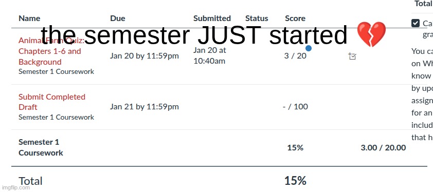 kill me | the semester JUST started 💔 | made w/ Imgflip meme maker