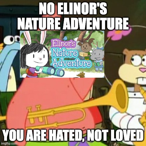NO ENA | NO ELINOR'S NATURE ADVENTURE; YOU ARE HATED, NOT LOVED | image tagged in memes,no patrick,elinor's nature adventure sucks as hell,elinor's nature adventure | made w/ Imgflip meme maker