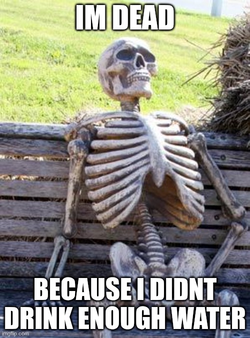 Waiting Skeleton | IM DEAD; BECAUSE I DIDNT DRINK ENOUGH WATER | image tagged in memes,waiting skeleton | made w/ Imgflip meme maker