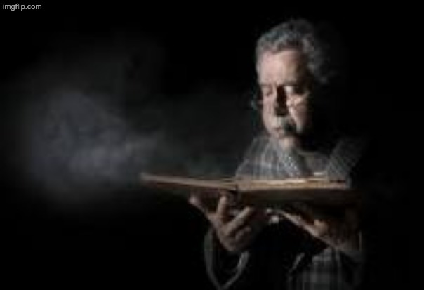 Old man blowing dusty book | image tagged in old man blowing dusty book | made w/ Imgflip meme maker
