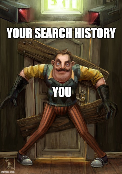 hello neighbor | YOUR SEARCH HISTORY; YOU | image tagged in hello neighbor | made w/ Imgflip meme maker