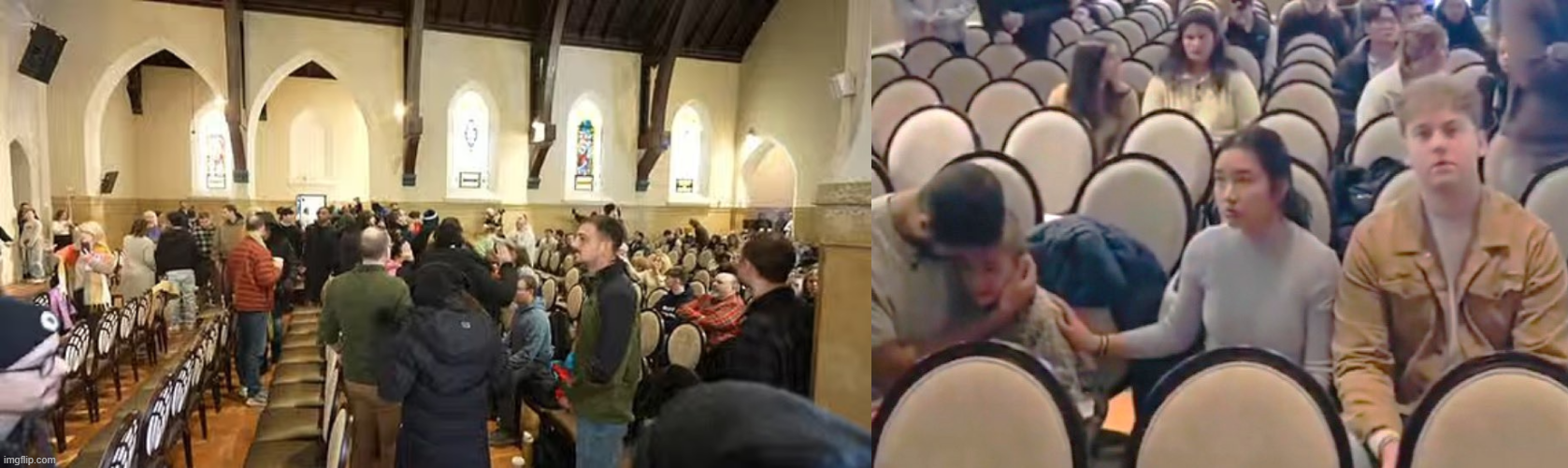 protesters disrupt and terrorize church members Blank Meme Template