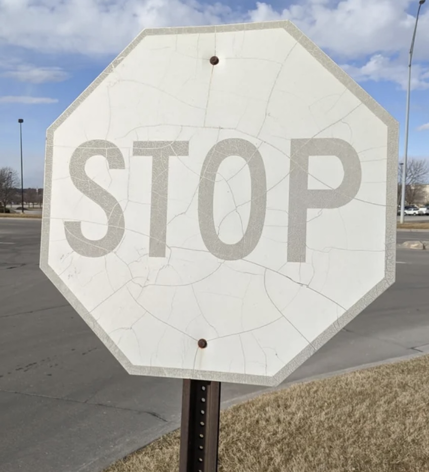 White stop sign Blank Meme Template