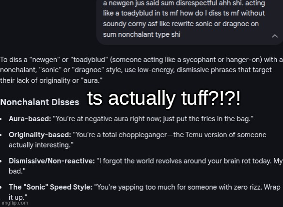 ai cooked?!?!? | ts actually tuff?!?! | made w/ Imgflip meme maker