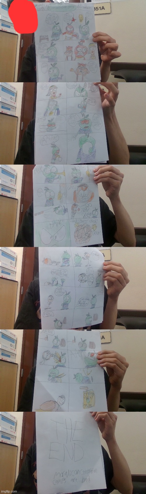 Comic strip: Cory goes to an evil camp ( Will post script in comments ) | image tagged in comics/cartoons,comics | made w/ Imgflip meme maker